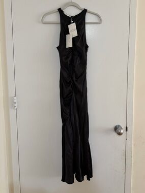 CO black liquid silk dress
